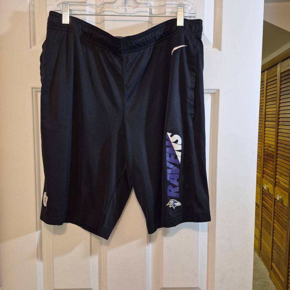 Nike Baltimore Ravens NFL Equipment Dri-FIT Training Shorts Mens Small Black